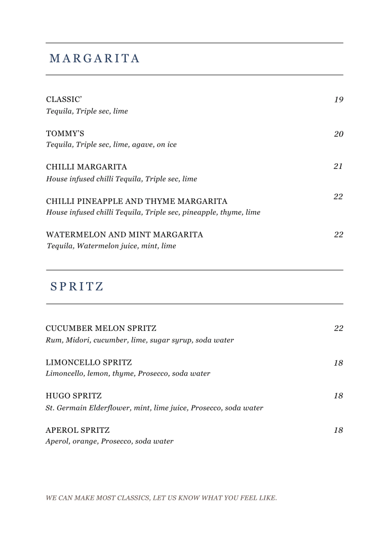 Ozmosis drinks spritz and margaritas